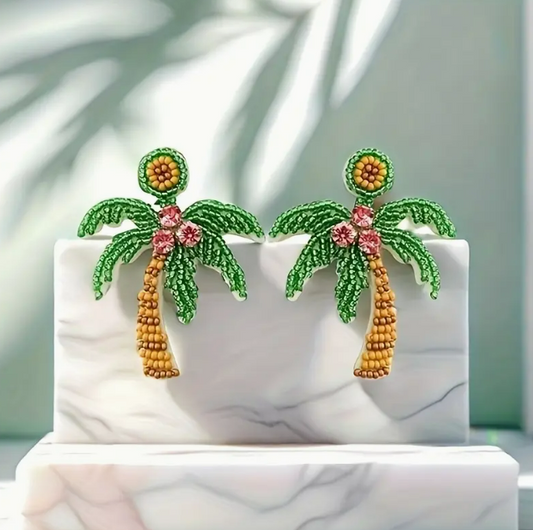 Beaded Palm Tree Earrings