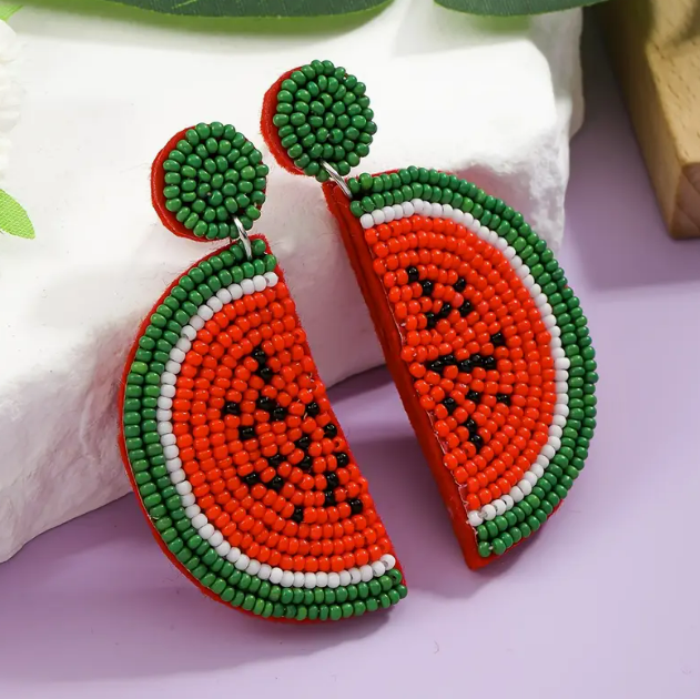 Beaded Earrings - Watermelon