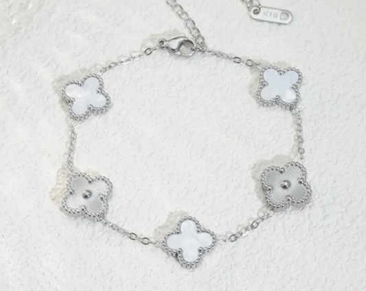 18K Gold Plated Clover Bracelet with Mother of Pearl