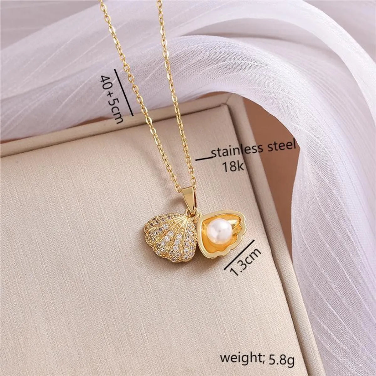 18K Gold Plated Oyster & Pearl Necklace
