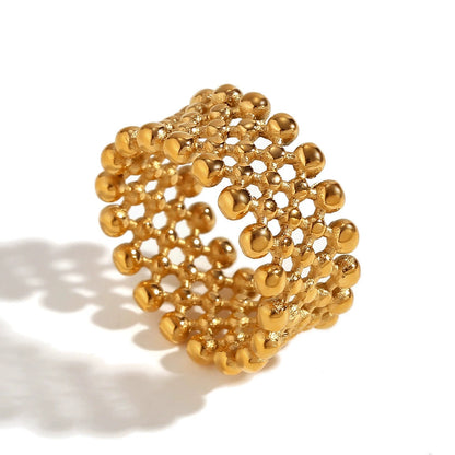 18K Gold Plated Mesh Cross Ring